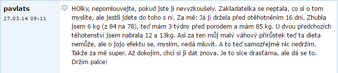 zkušenost s mléčnou dietou